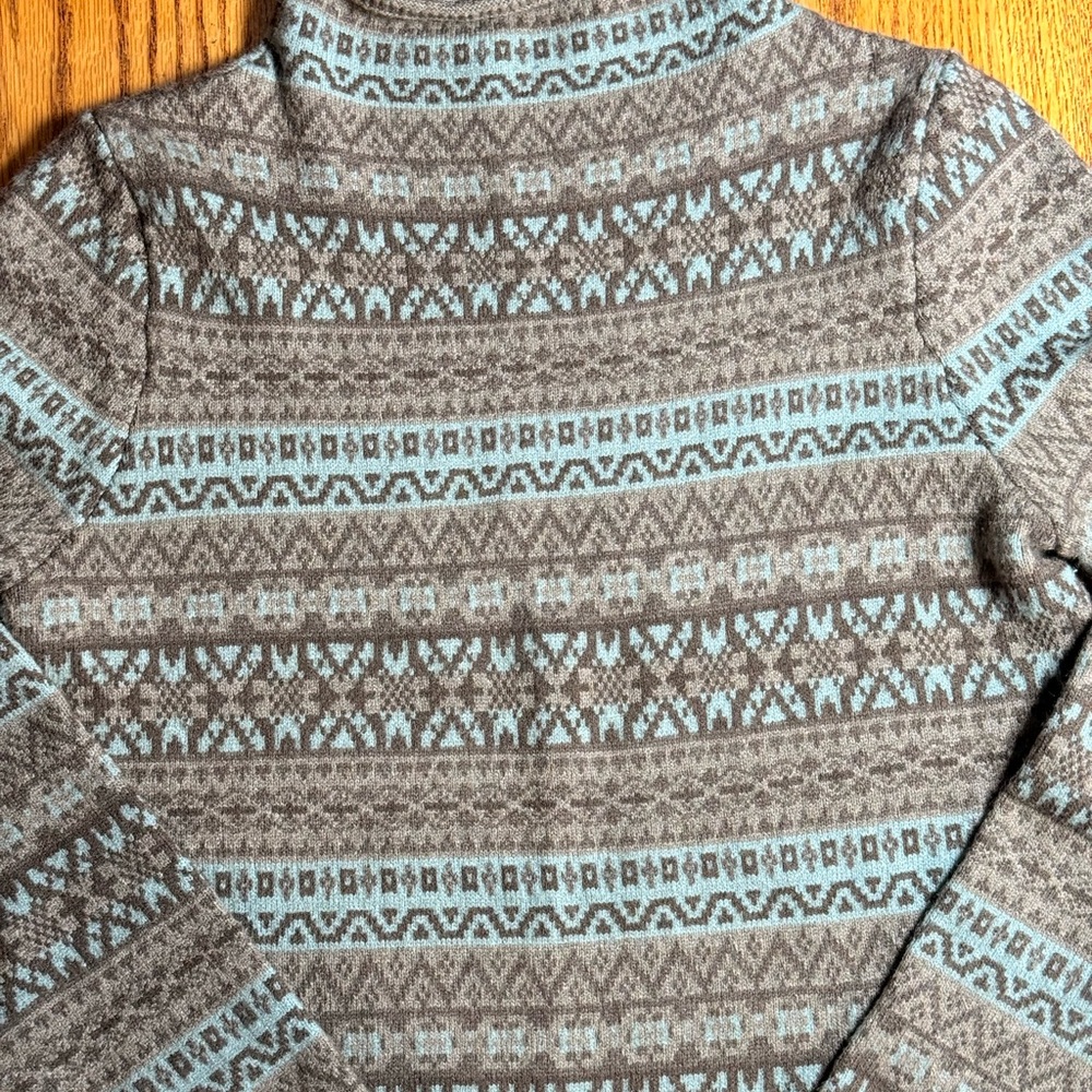 Cyrus Fair Isle Turtleneck Sweater Gray Blue Cozy Winter Knit